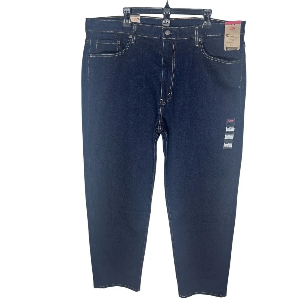 Levis 550 Relaxed Fit Big and Tall Mens Jeans 44x34 Dark Wash Stretch Denim‎ NEW